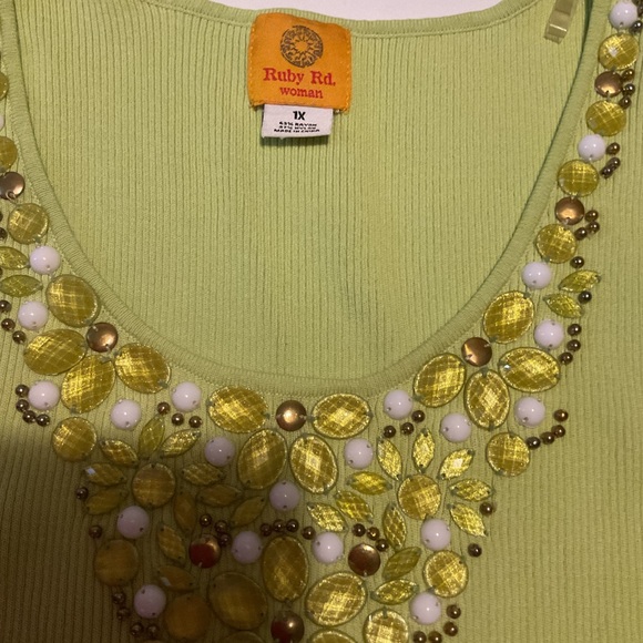 Ruby Rd. Green and Gold Embellished Tank - Picture 4 of 4
